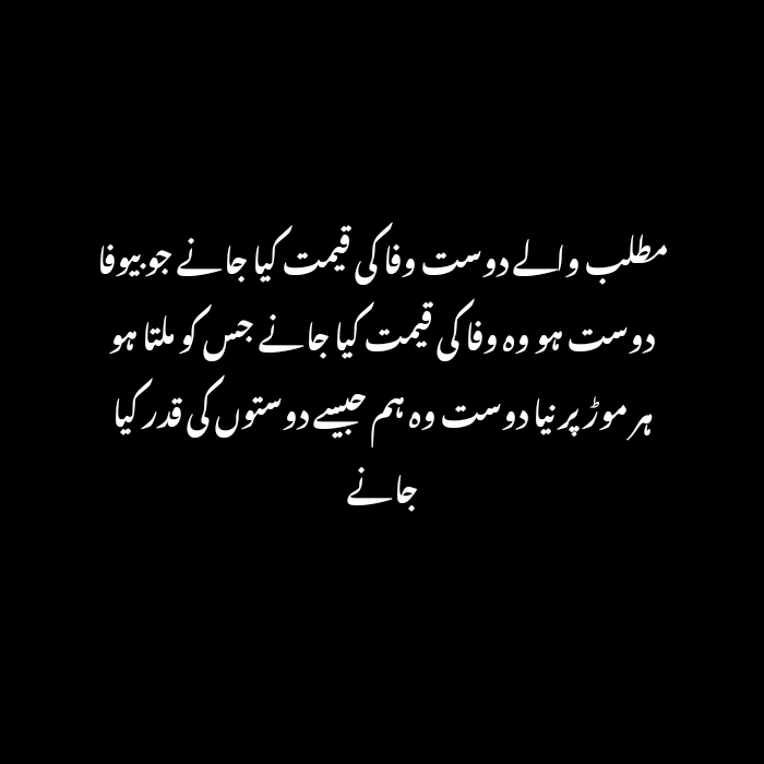 Friendship poetry in Urdu two lines